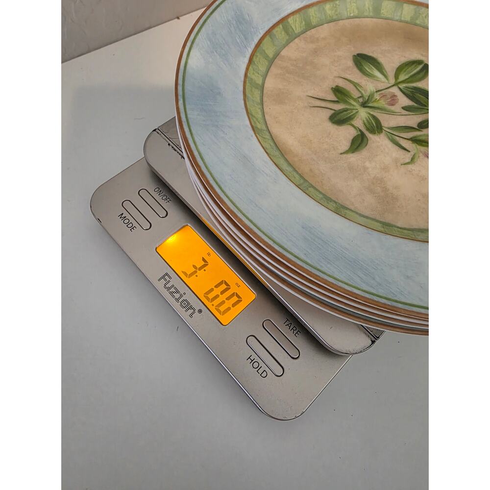 222 FIFTH Clover Collection Blue Rim Wildflower 8" Salad Plates Set of 4 - Picture 8 of 8